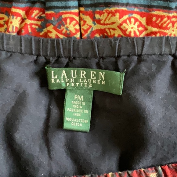 Lauren by Ralph Lauren 5 Tiered A-Line Western Skirt Indigo Print Vintage sz PM - Picture 5 of 5